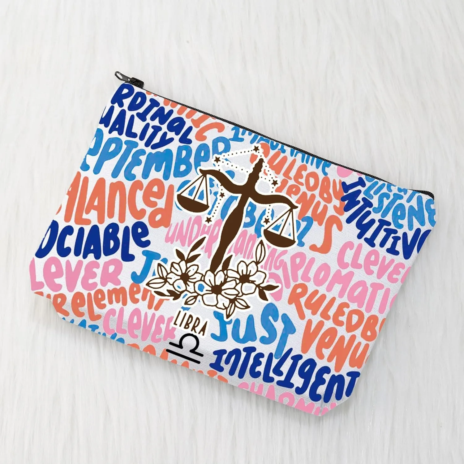 CMNIM Zodiac Makeup Bag 12 Constellation Cosmetic Bag Astrology Lover Gifts Zodiac Sign Birthday Gifts Horoscope Travel Pouch (2499 Libra)