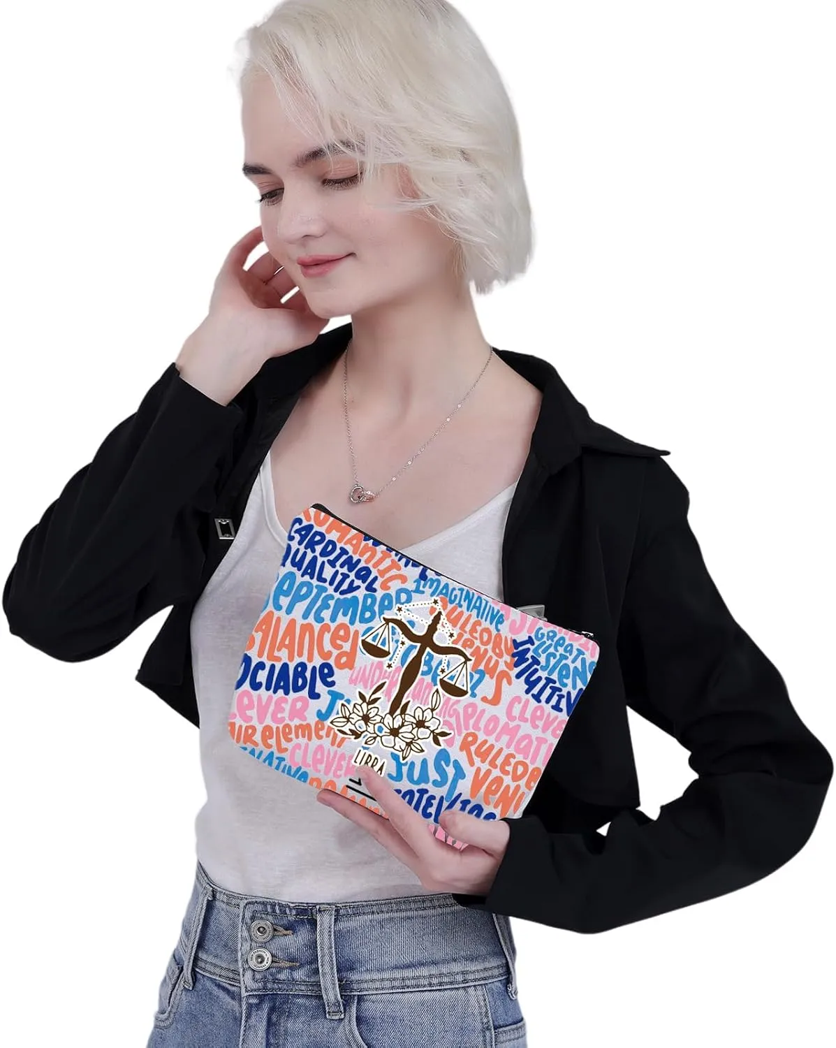 CMNIM Zodiac Makeup Bag 12 Constellation Cosmetic Bag Astrology Lover Gifts Zodiac Sign Birthday Gifts Horoscope Travel Pouch (2499 Libra)