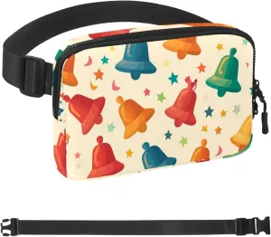 Colorful Bell Pattern Fanny Packs for Women Men, Crossbody Belt Bag with Zipper Pockets,Waterproof Waist Packs with Adjustable Strap for Workout Running Traveling Hiking