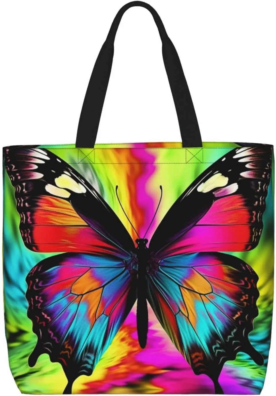 Colorful Butterfly Tote Bag for Women Hobo Handbags with Zipper Large Shoulder Bag Shopping Bags Travel Purse