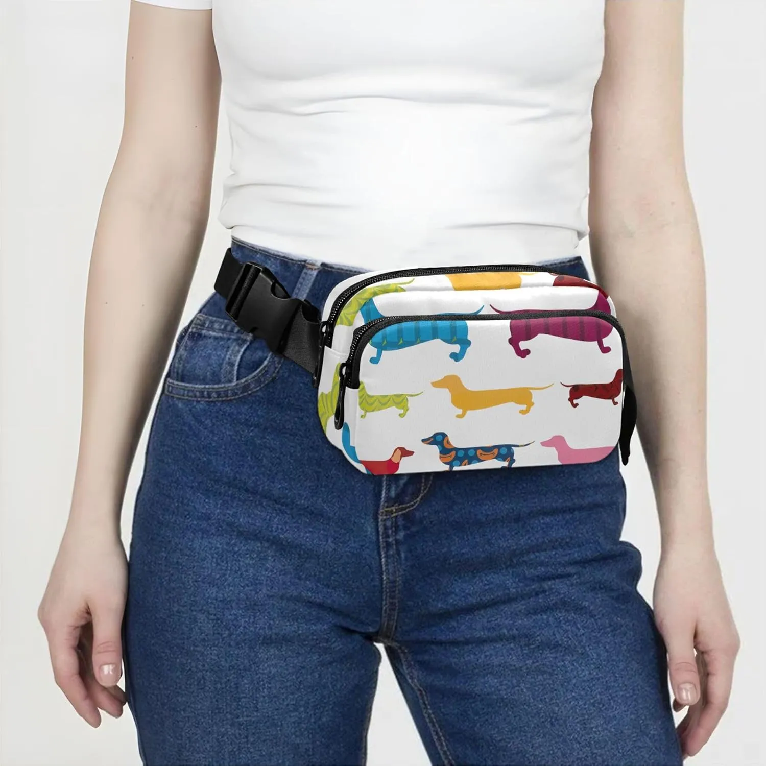 Colorful Dachshund Dogs Women Fanny Pack Waterproof Belt Bags Hip Pack Festival Waist Purse for Women