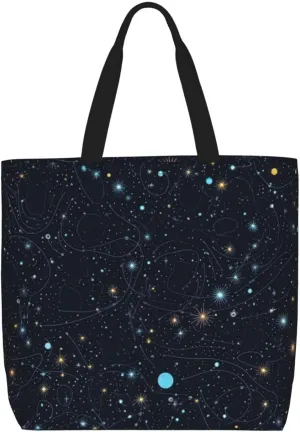 Constellation Star Clusters Galaxies Tote Bag for Women Hobo Handbags with Zipper Large Shoulder Bag Shopping Bags Travel Purse