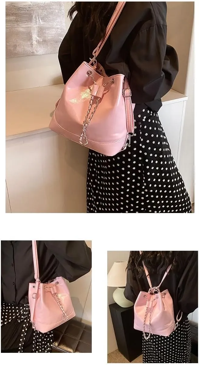 cross-body bag Shoulder Soft Leather Pleated Drawstring Bucket Bag