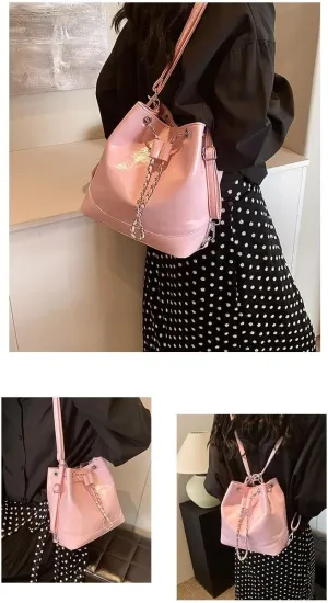 cross-body bag Shoulder Soft Leather Pleated Drawstring Bucket Bag