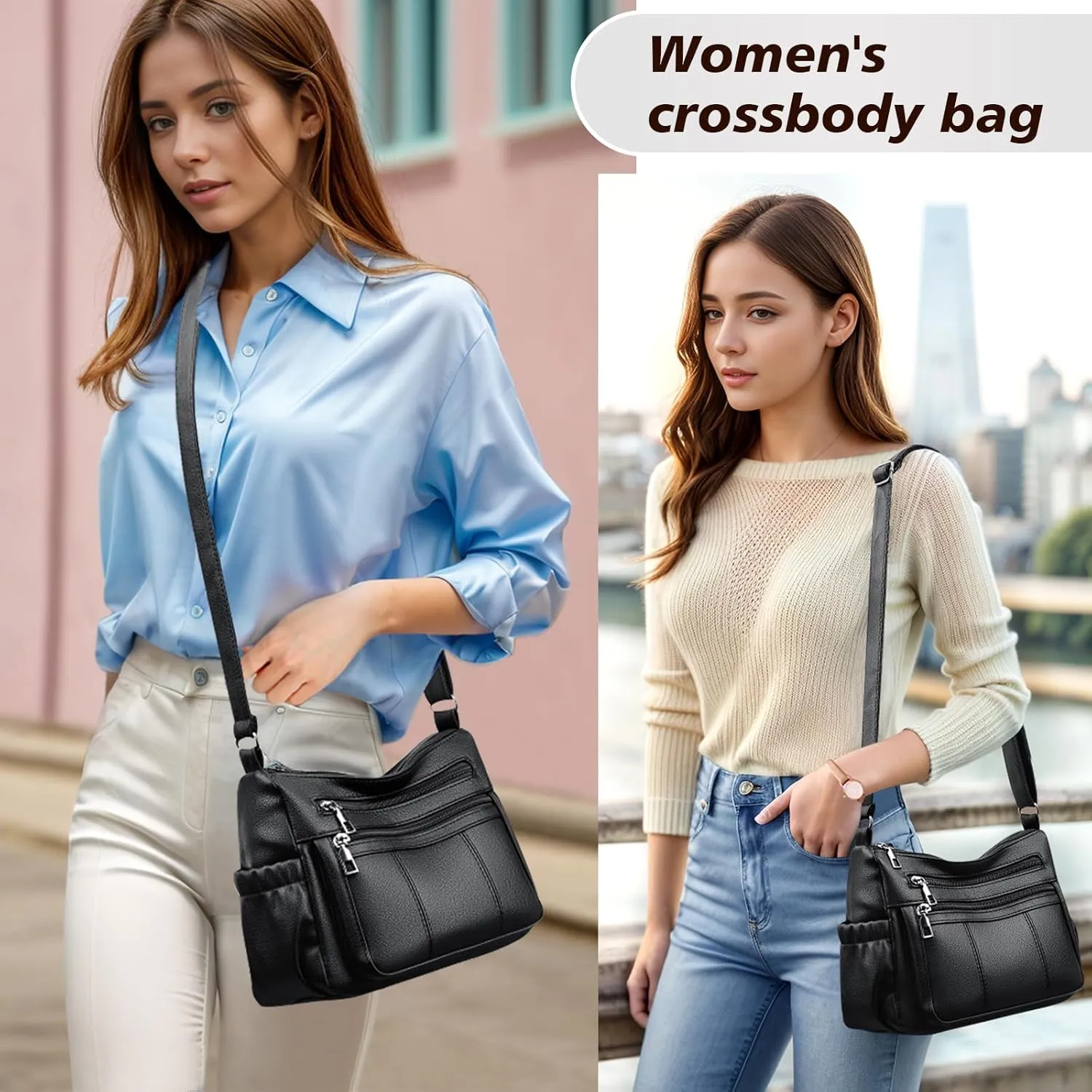 Crossbody Bags for Women Vegan Leather Small Purse Cross Body Purse Handbags Satchel Trendy Lightweight Shoulder Bag