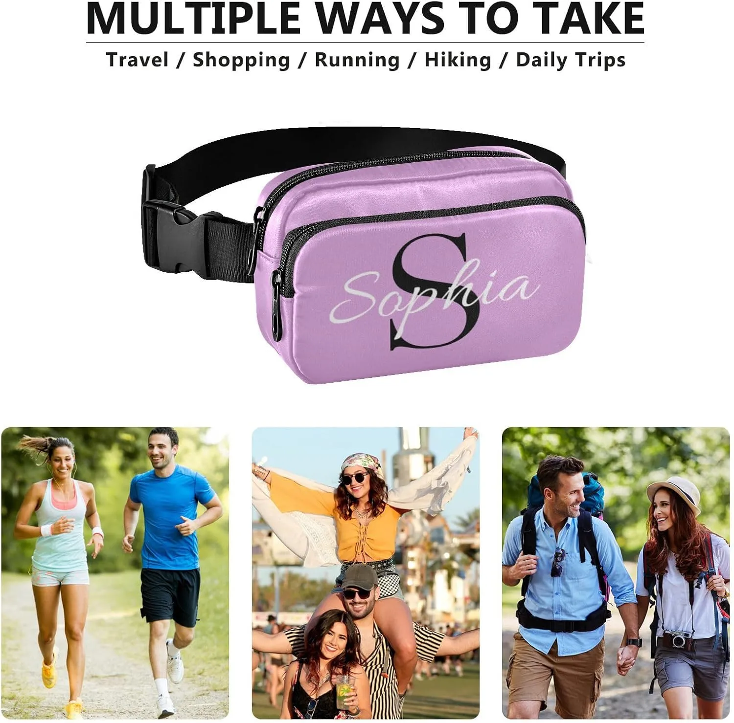 Custom Plum Fanny Pack for Women Men Personalizied Belt Bag Crossbody Waist Pouch Waterproof Everywhere Purse Fashion Sling Bag for Hiking Cycling