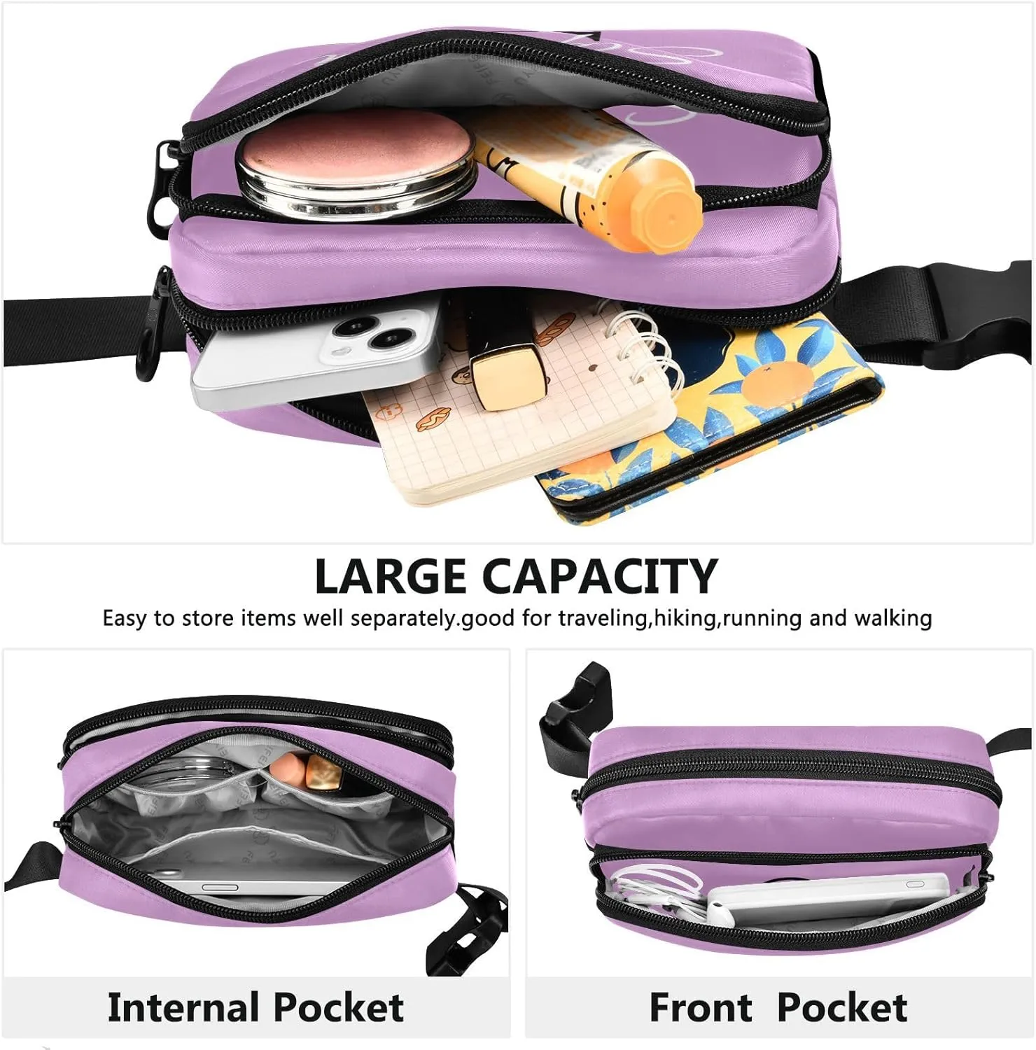 Custom Plum Fanny Pack for Women Men Personalizied Belt Bag Crossbody Waist Pouch Waterproof Everywhere Purse Fashion Sling Bag for Hiking Cycling