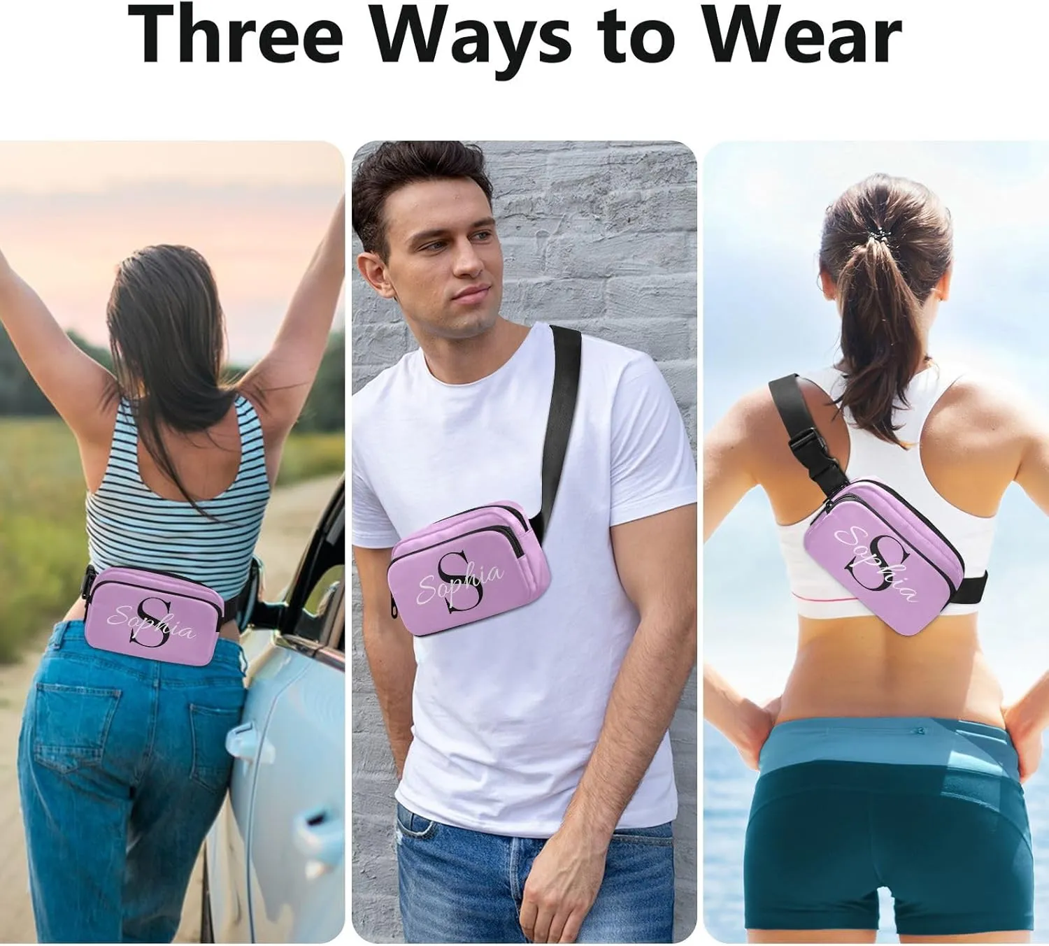Custom Plum Fanny Pack for Women Men Personalizied Belt Bag Crossbody Waist Pouch Waterproof Everywhere Purse Fashion Sling Bag for Hiking Cycling