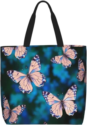 cute butterflies Tote Bag for Women Hobo Handbags with Zipper Large Shoulder Bag Shopping Bags Travel Purse