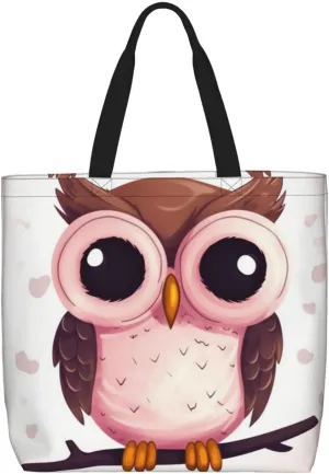 Cute owl Tote Bag for Women Hobo Handbags with Zipper Large Shoulder Bag Shopping Bags Travel Purse