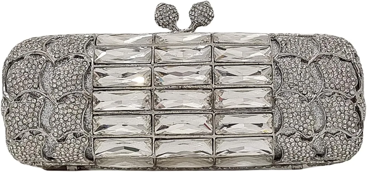 Cylindrical Women Diamond Evening Bag Unique Rectangular Crystal Clutch Purse Rhinestone Party Bag