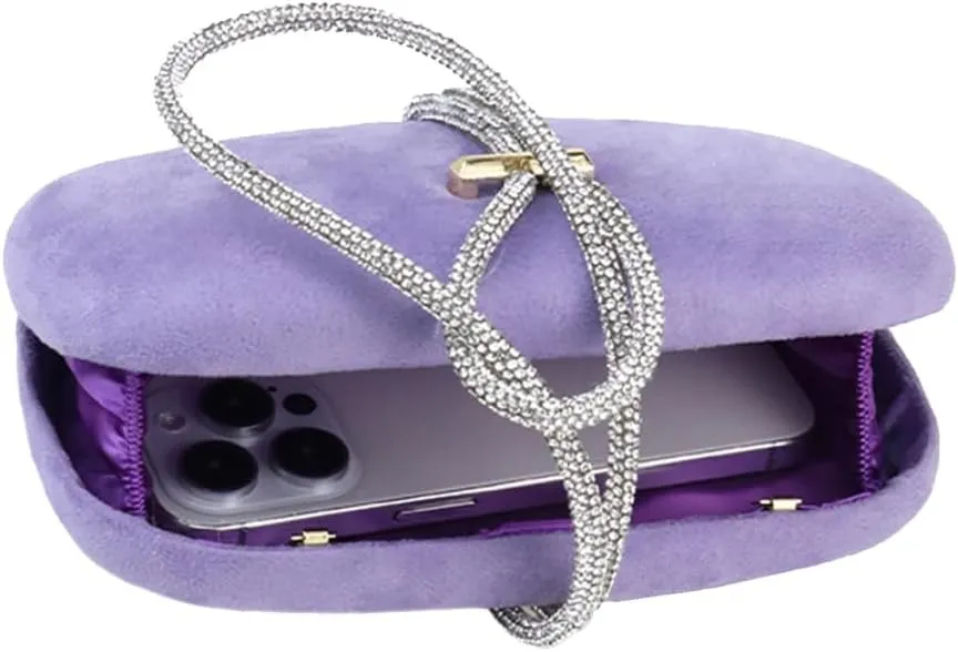 DAFFUI Women Elegant Faux Velvet Evening Bag Draw Rope Clutch Purse Handbag for Office Event Family Party Wedding Guest