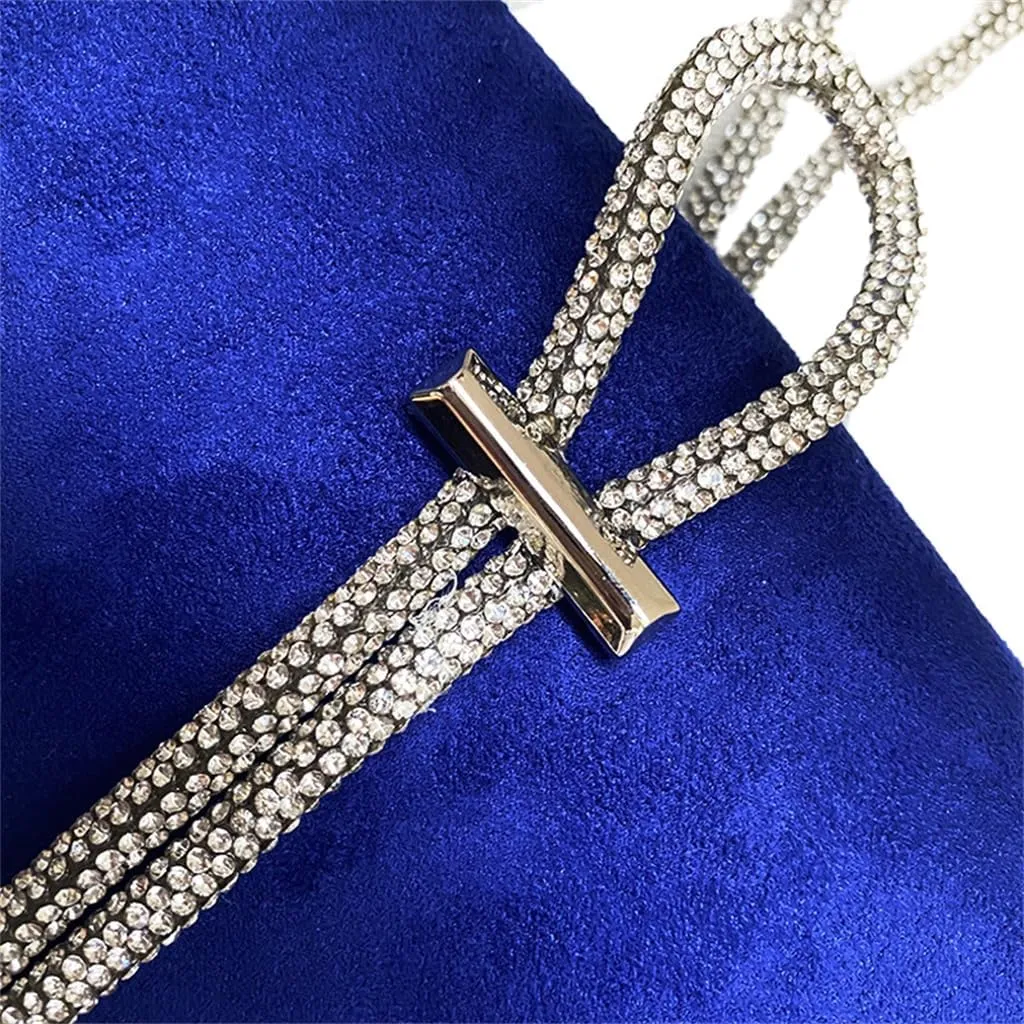 DAFFUI Women Elegant Faux Velvet Evening Bag Draw Rope Clutch Purse Handbag for Office Event Family Party Wedding Guest