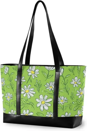 Daisy Grass Green simple work tote bags with zipper for Pool Gym Grocery Travel with diaper bolsos secret para mujeres