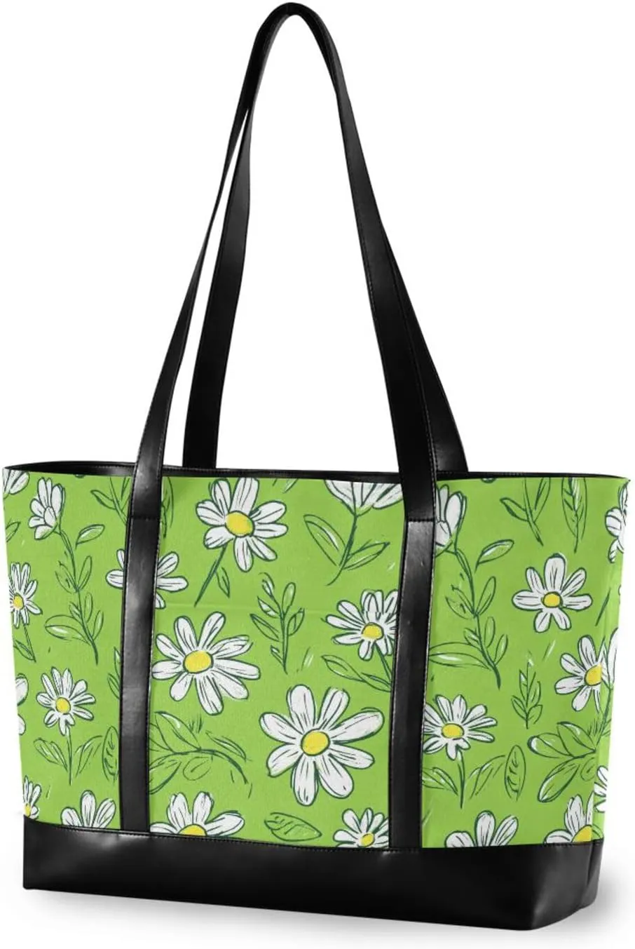 Daisy Grass Green simple work tote bags with zipper for Pool Gym Grocery Travel with diaper bolsos secret para mujeres