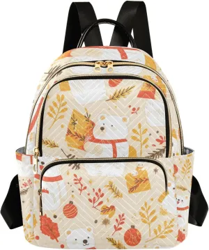 Delicate Cartoon Bear Gold Christmas 14 Inch lightweight, anti-theft diaper bag backpack womens book bag for school&nurse