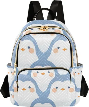 Delicate Cartoon Penguin Light Blue 14 Inch trendy, stylish fashion backpack for women backpack diaper bag for ladies,teen girls