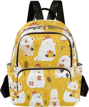 Delicate Cartoon Sun Bear Gold 14 Inch Work Business backpack for girls womens book bag for business