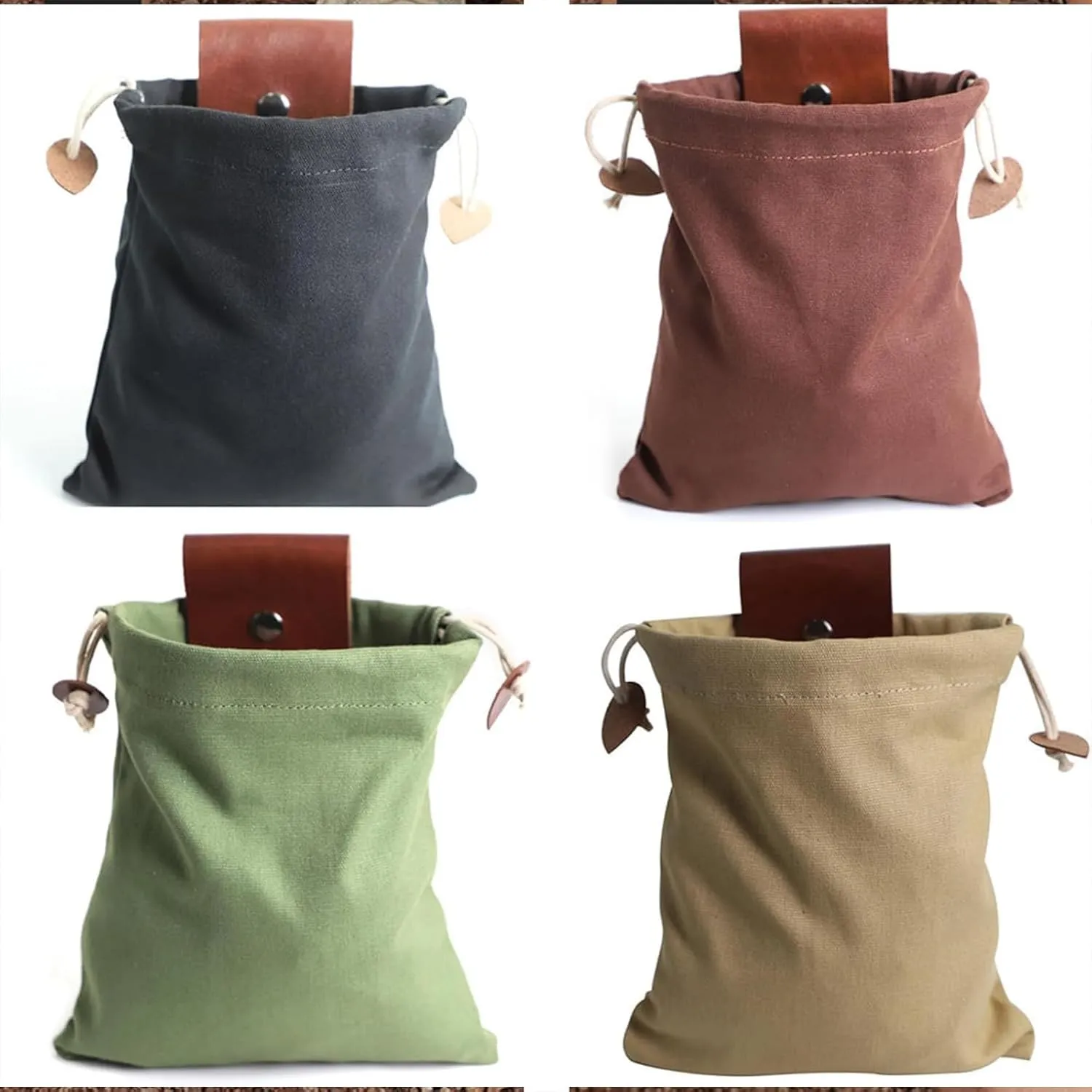 Derivemid Foraging Bag, Derivemid Belt Bags, Collapsible with Drawstring Handmade Cowhide Canvas Bags, for Travel Camping