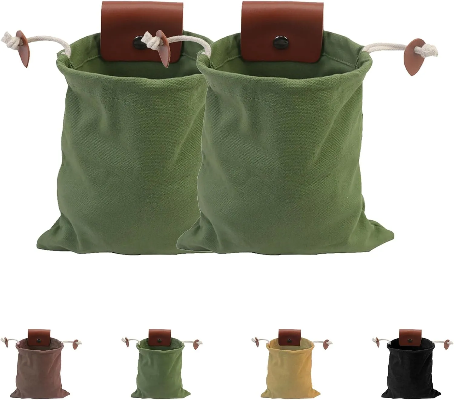 Derivemid Foraging Bag, Derivemid Belt Bags, Collapsible with Drawstring Handmade Cowhide Canvas Bags, for Travel Camping