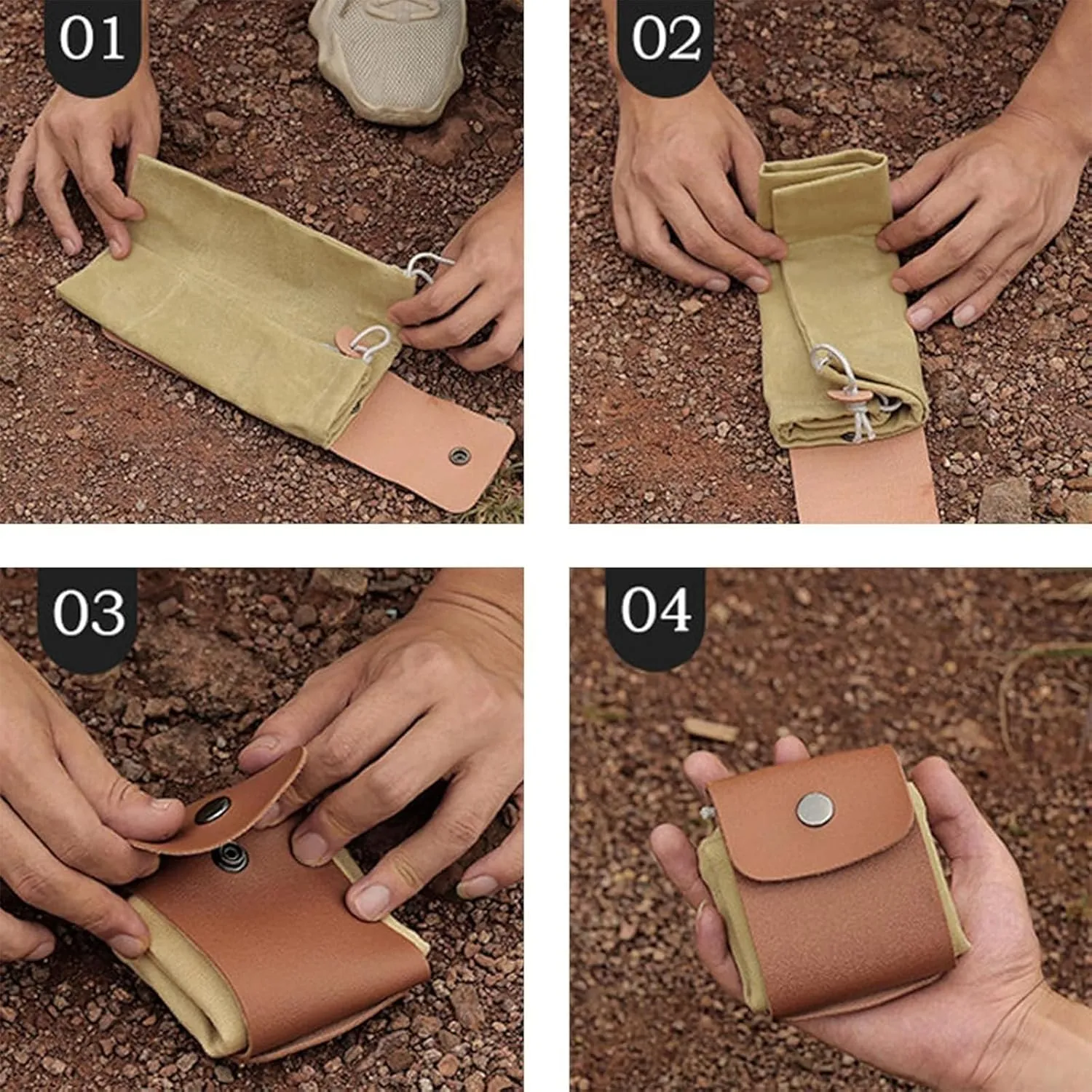 Derivemid Foraging Bag, Derivemid Belt Bags, Collapsible with Drawstring Handmade Cowhide Canvas Bags, for Travel Camping