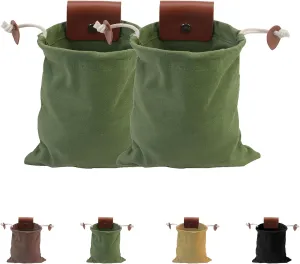 Derivemid Foraging Bag, Derivemid Belt Bags, Collapsible with Drawstring Handmade Cowhide Canvas Bags, for Travel Camping