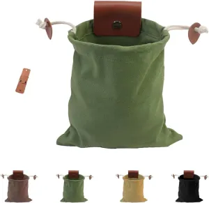 Derivemid Foraging Bag Handmade Cowhide Canvas Bags for Travel Camping Hiking(Green A)