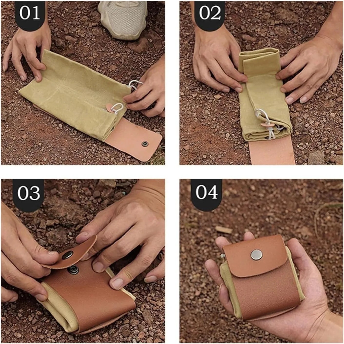 Derivemid Foraging Bag Handmade Cowhide Canvas Bags for Travel Camping Hiking(Green A)