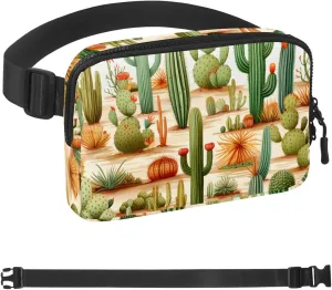 Desert Cactus Fanny Packs for Women Men, Crossbody Belt Bag with Zipper Pockets,Waterproof Waist Packs with Adjustable Strap for Workout Running Traveling Hiking