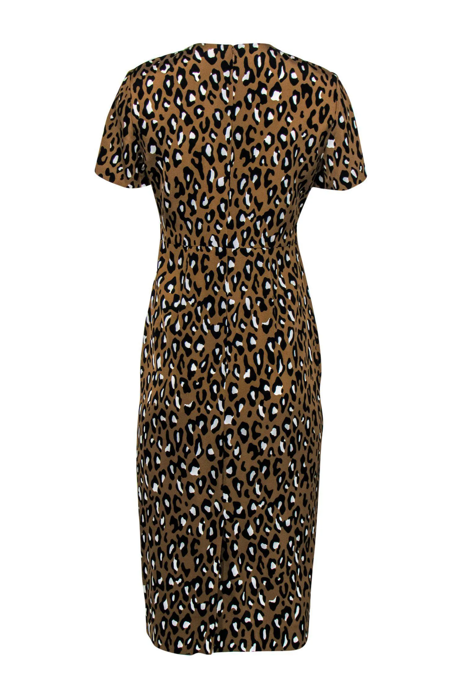 Diane von Furstenberg - Brown Leopard Print Sheath Midi Dress Sz 4
