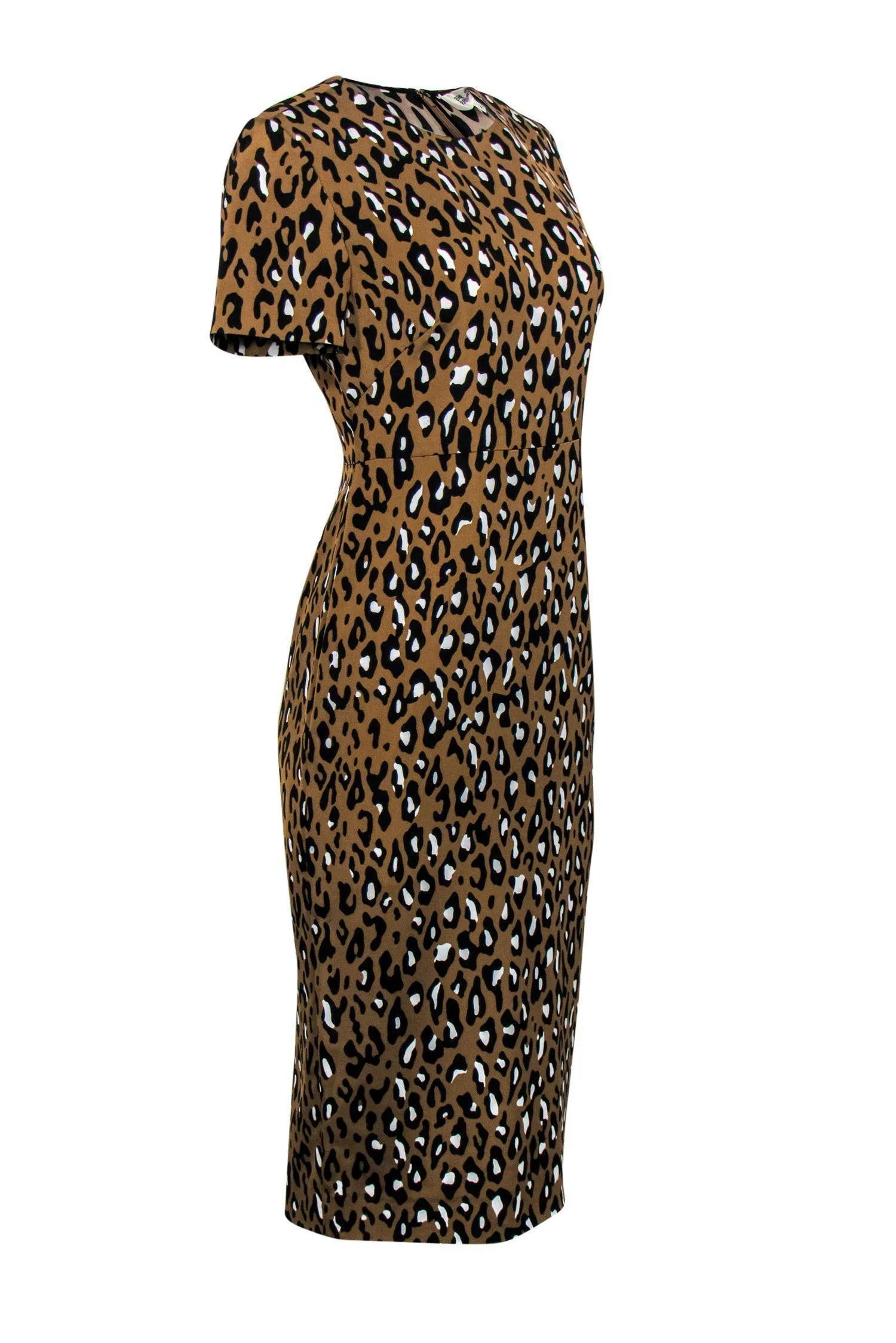 Diane von Furstenberg - Brown Leopard Print Sheath Midi Dress Sz 4