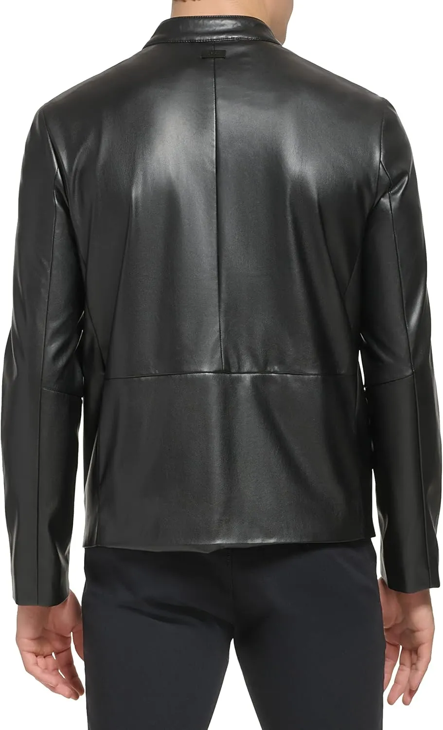DKNY Men's Faux Laether Modern Racer Jacket