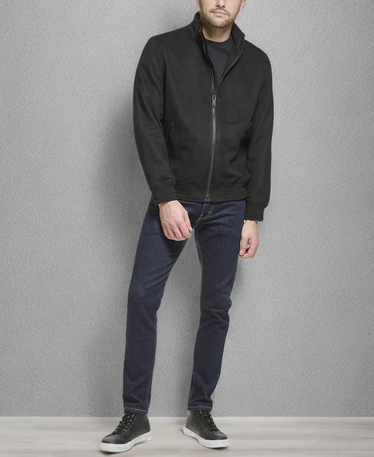DKNY Men's Modern Knit Collar Bomber Jacket