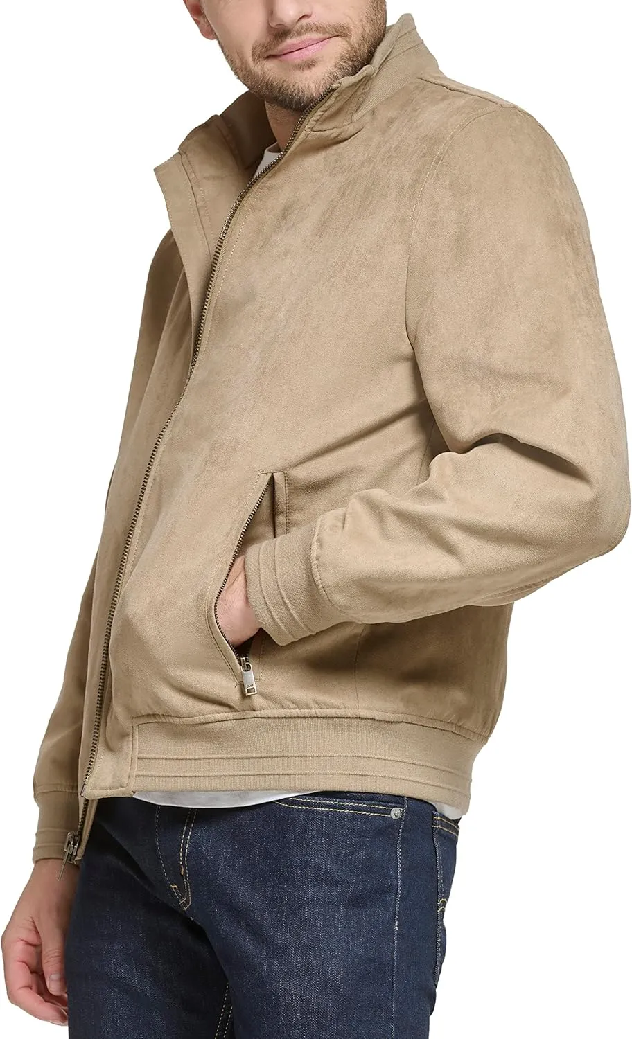DKNY Men's Modern Knit Collar Bomber Jacket