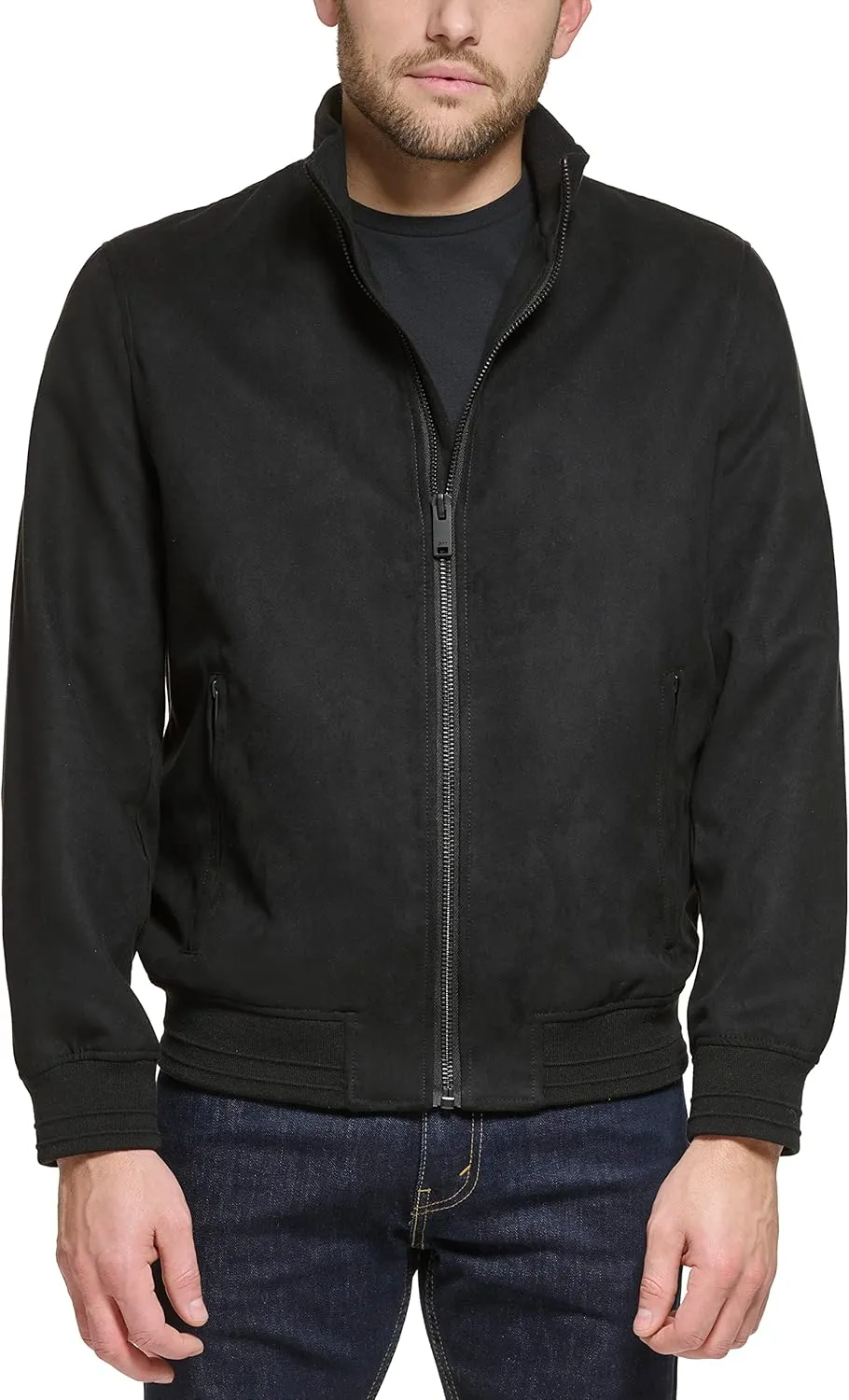 DKNY Men's Modern Knit Collar Bomber Jacket