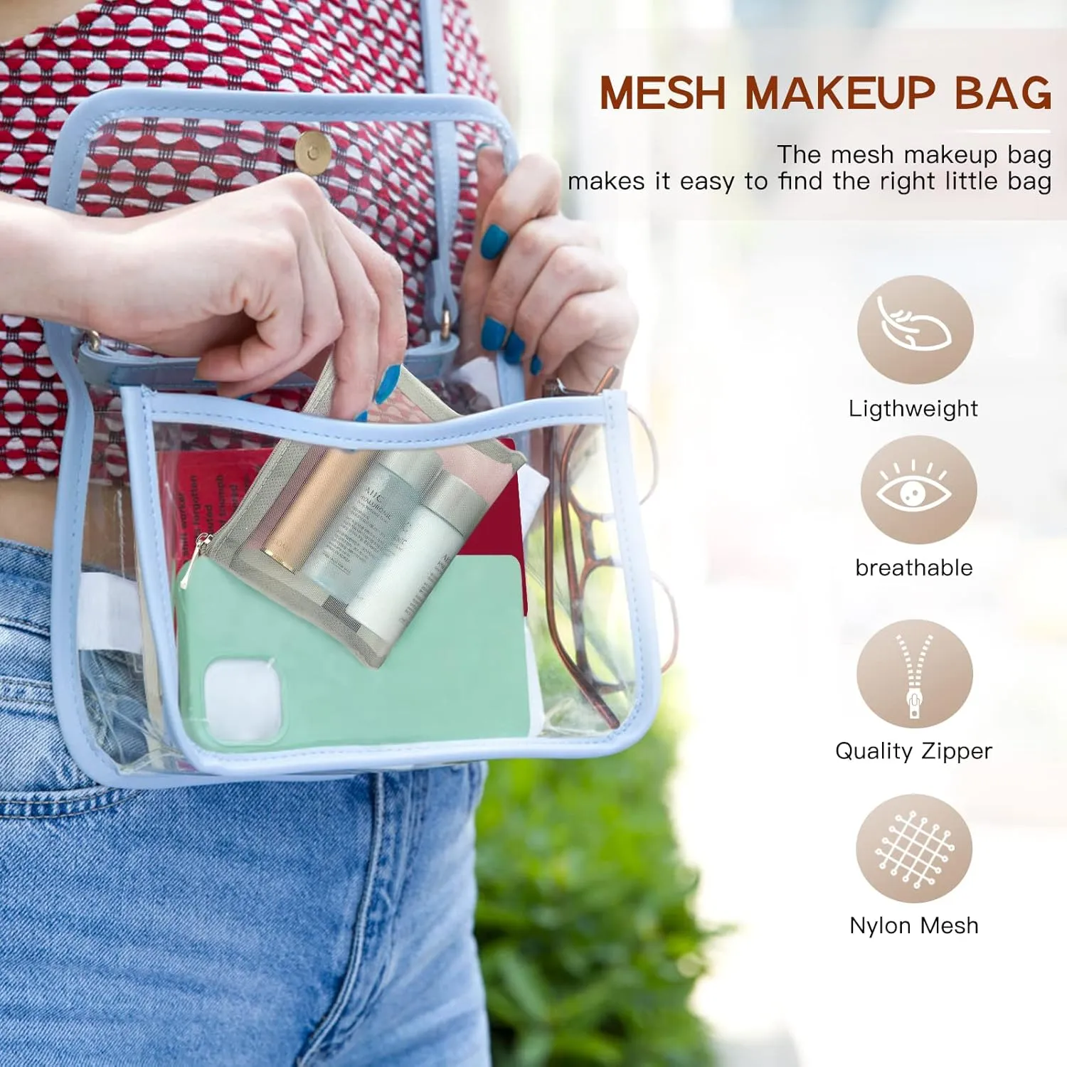 EASYFUN Small Zipper Pouch6 Pieces Mini Mesh Pouch Coin Purse Portable Cosmetic Case Mesh Storage Bags with Key Kit Small Item Organizer,5 x 4 Inch