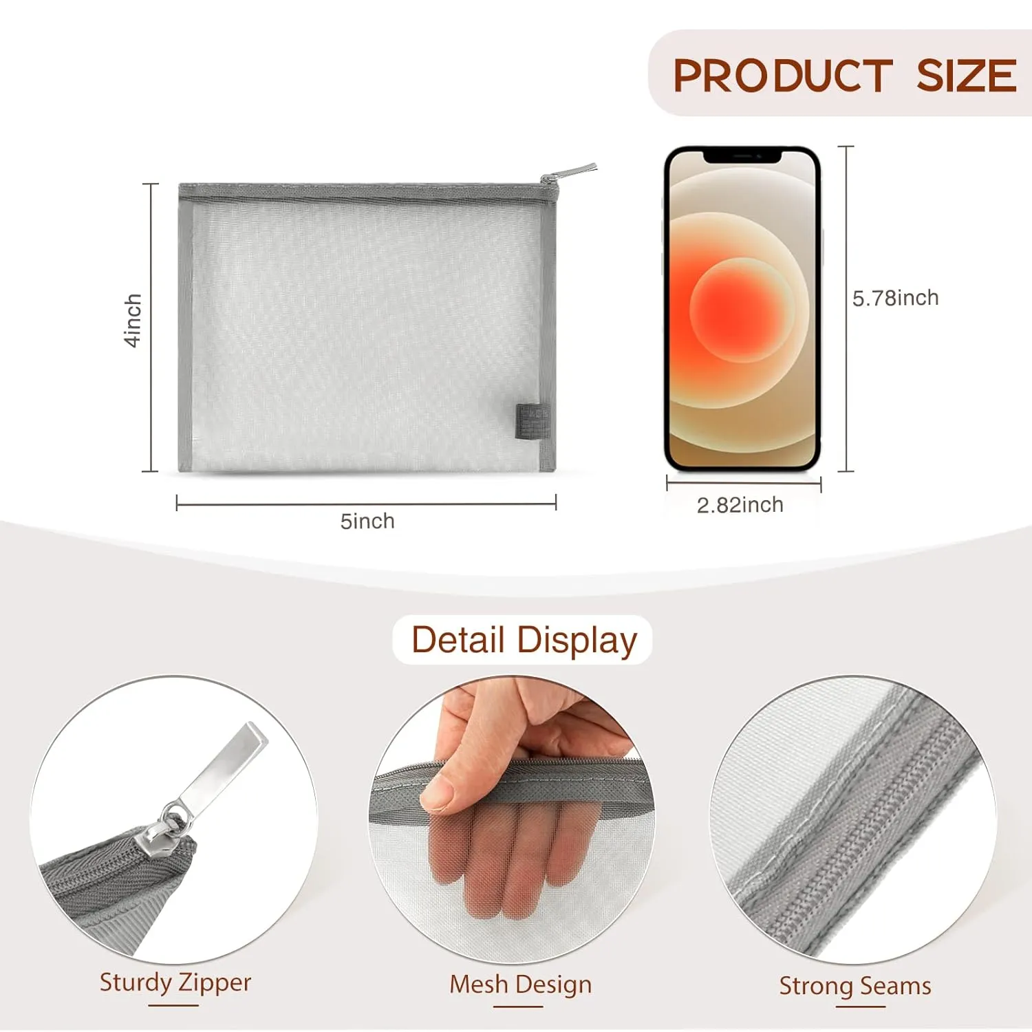 EASYFUN Small Zipper Pouch6 Pieces Mini Mesh Pouch Coin Purse Portable Cosmetic Case Mesh Storage Bags with Key Kit Small Item Organizer,5 x 4 Inch
