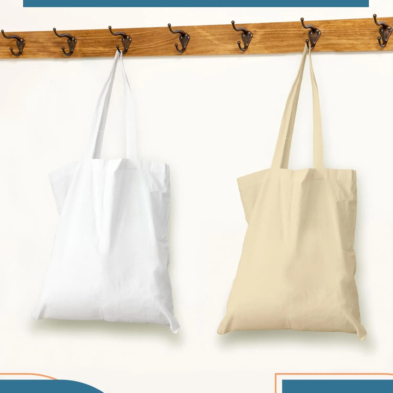 Economical Canvas Cotton Tote Bag, 6 | 8 Pack, Lightweight Reusable Grocery Shopping Cloth Bags, DIY, Advertising, Promotion
