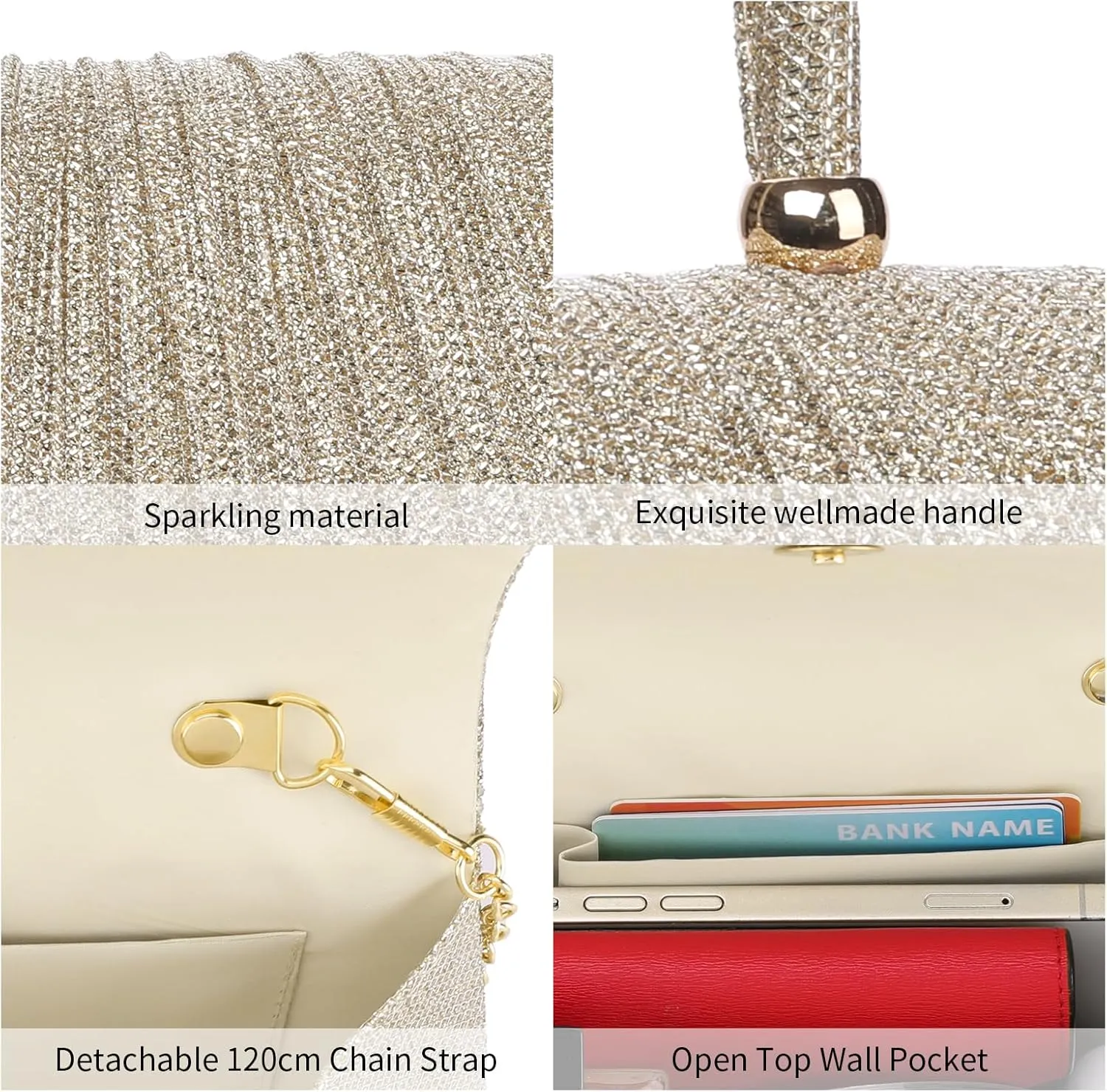 Evening Bag Sparkly Clutch Purses for Women Wedding Party Women's Shoulder Bag Crossbody Handbags