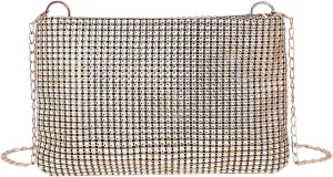 Evening Bags for Women Sparkly Sequin Clutch Bags with Detachable Chain Strap and Zipper Bling Rhinestone Clutch