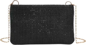 Evening Bags for Women Sparkly Sequin Clutch Bags with Detachable Chain Strap and Zipper Bling Rhinestone Clutch