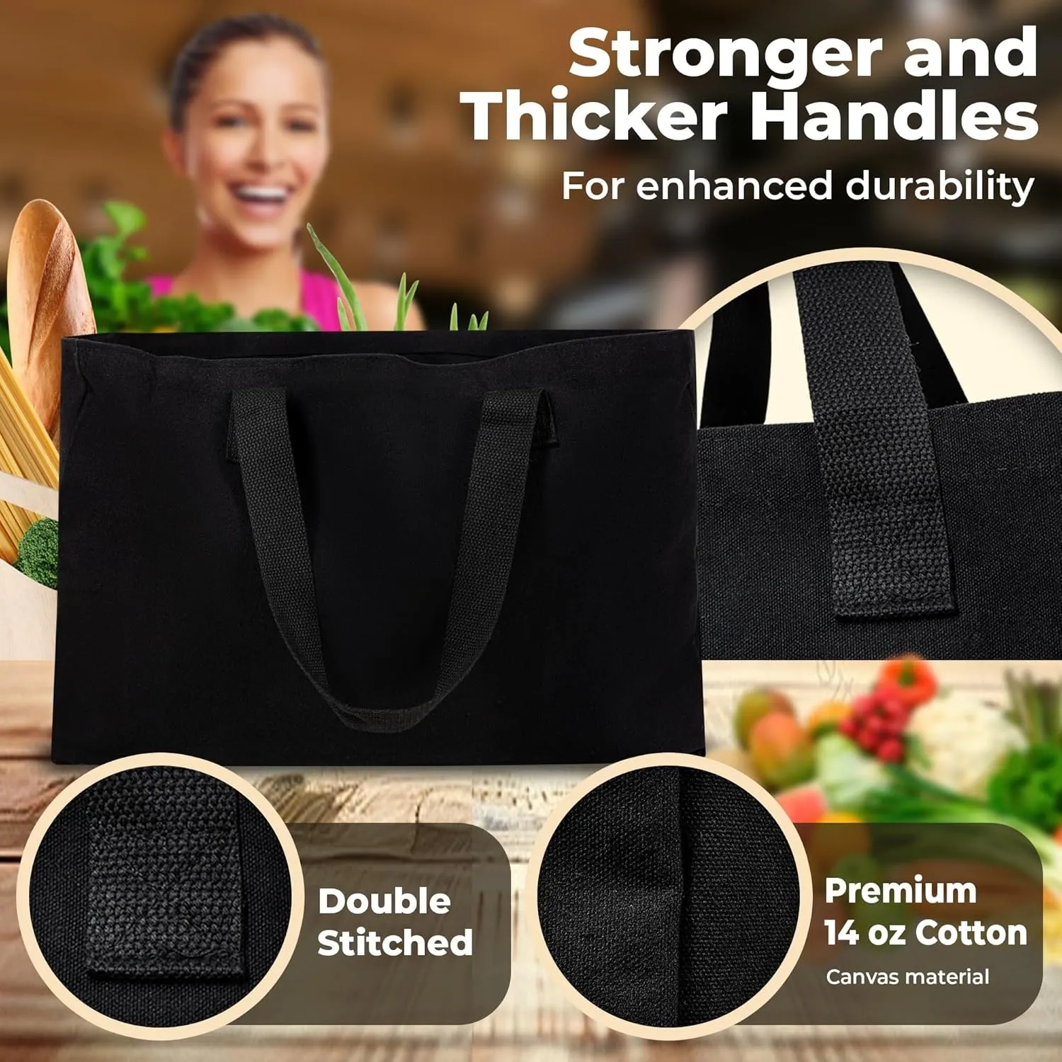 Extra Large Canvas Tote Bag - Big Largest Reusable Grocery