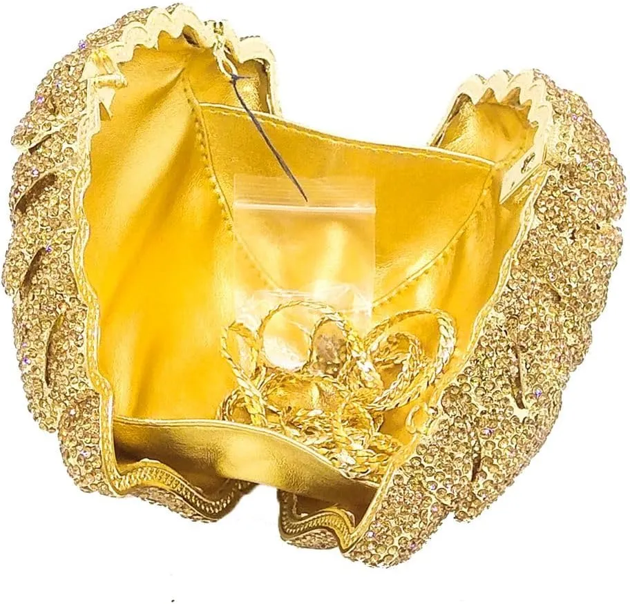 Fancy Rose Women Crystal Clutch Bags Wedding Rhinestone Classical Evening Bag Prom Cocktail Party Handbag and Purse