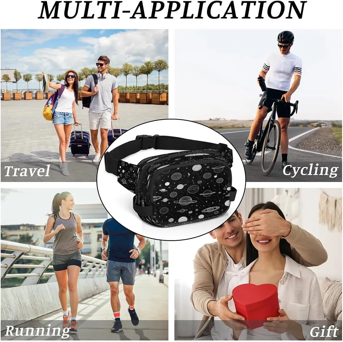 Fanny Pack Crossbody for Women Men Planets Theme Fanny Pack Cross Body Bag for Shopping Traveling Running Hiking Cycling