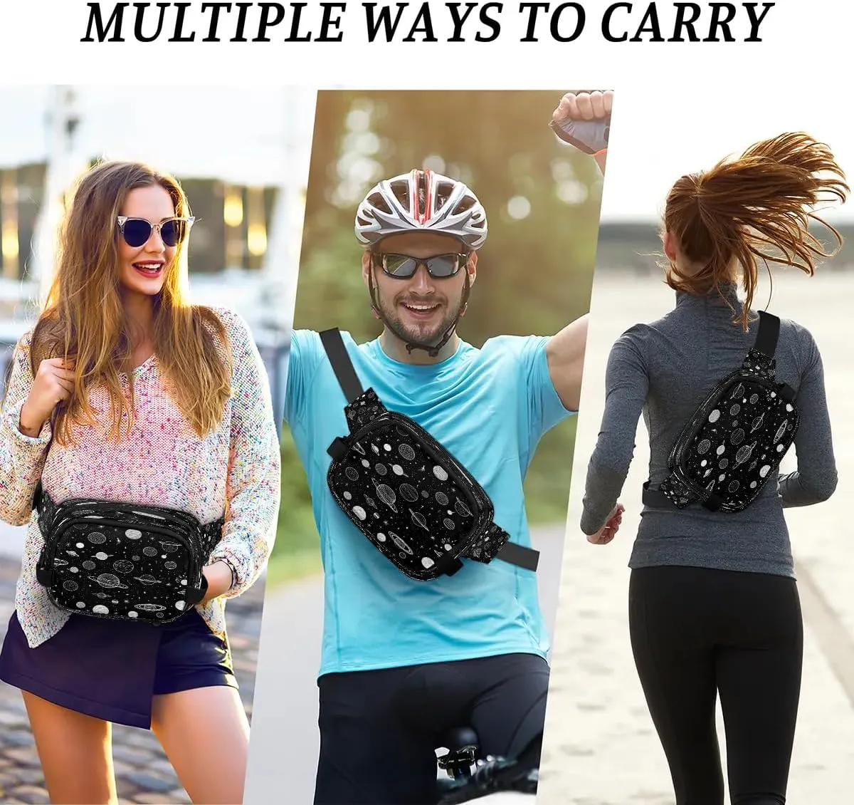Fanny Pack Crossbody for Women Men Planets Theme Fanny Pack Cross Body Bag for Shopping Traveling Running Hiking Cycling