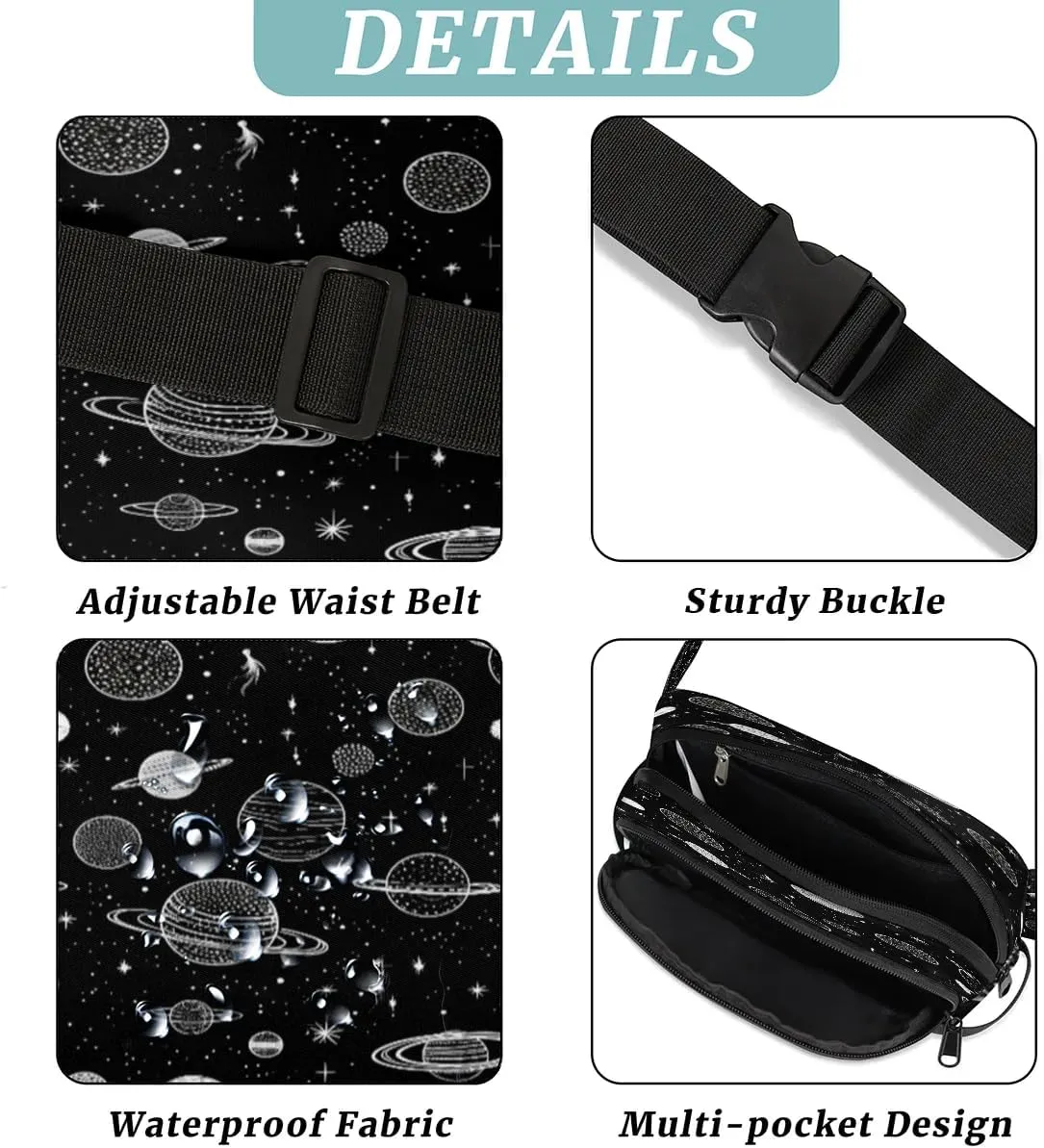 Fanny Pack Crossbody for Women Men Planets Theme Fanny Pack Cross Body Bag for Shopping Traveling Running Hiking Cycling