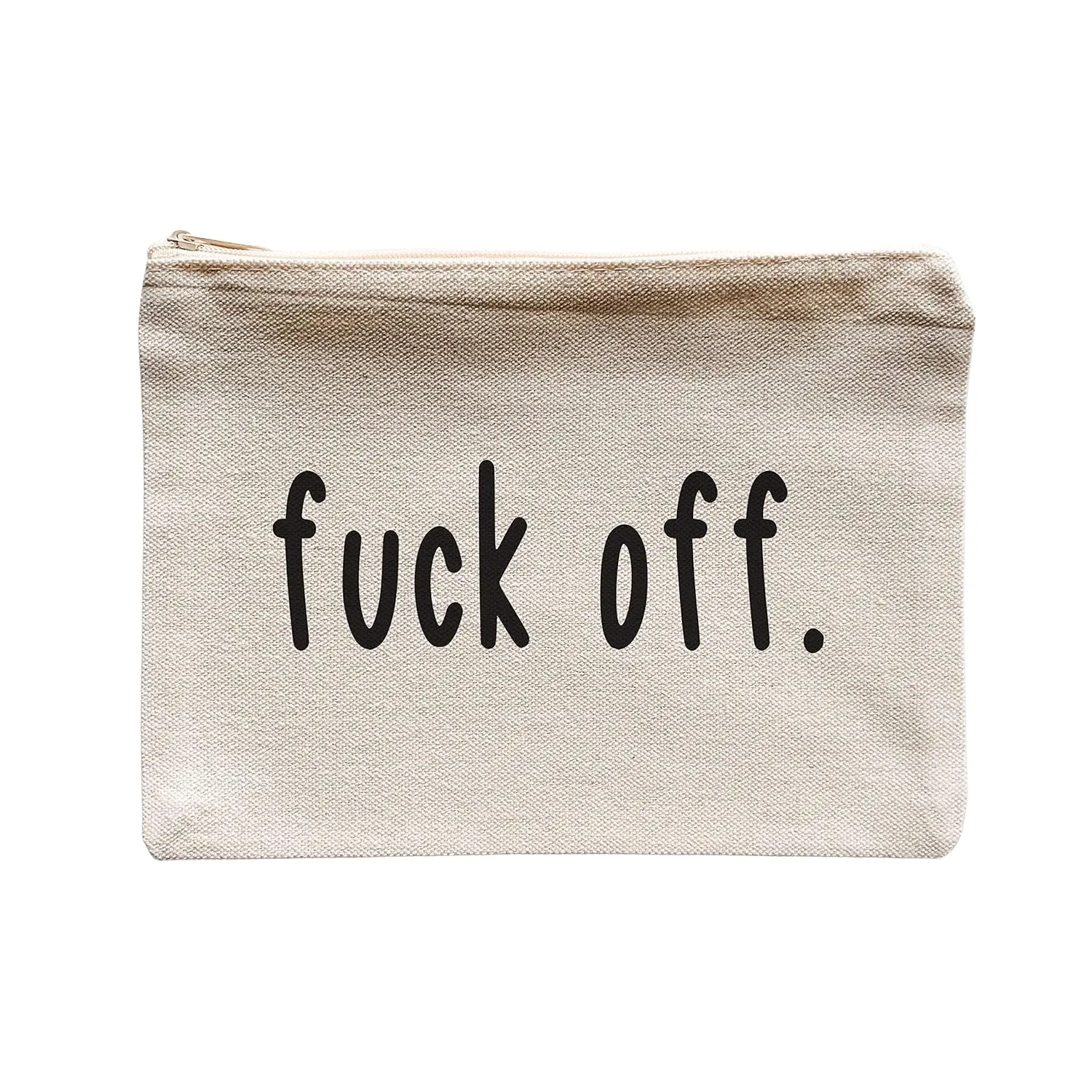 F*ck Off Large Zipper Canvas Makeup Cosmetics Bag