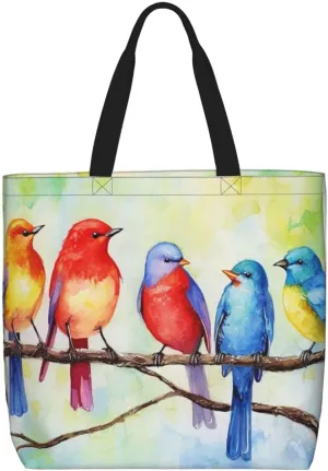Five Singing Birds Tote Bag for Women Hobo Handbags with Zipper Large Shoulder Bag Shopping Bags Travel Purse