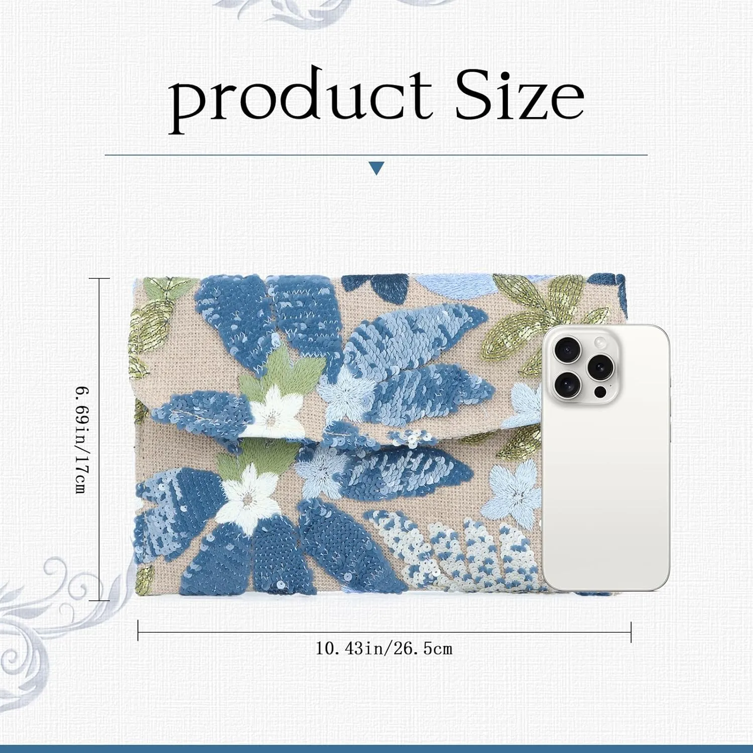 Floral Clutch Purse for Women Boho Envelope Evening Party Purses Summer Embroidery Beaded Handbags