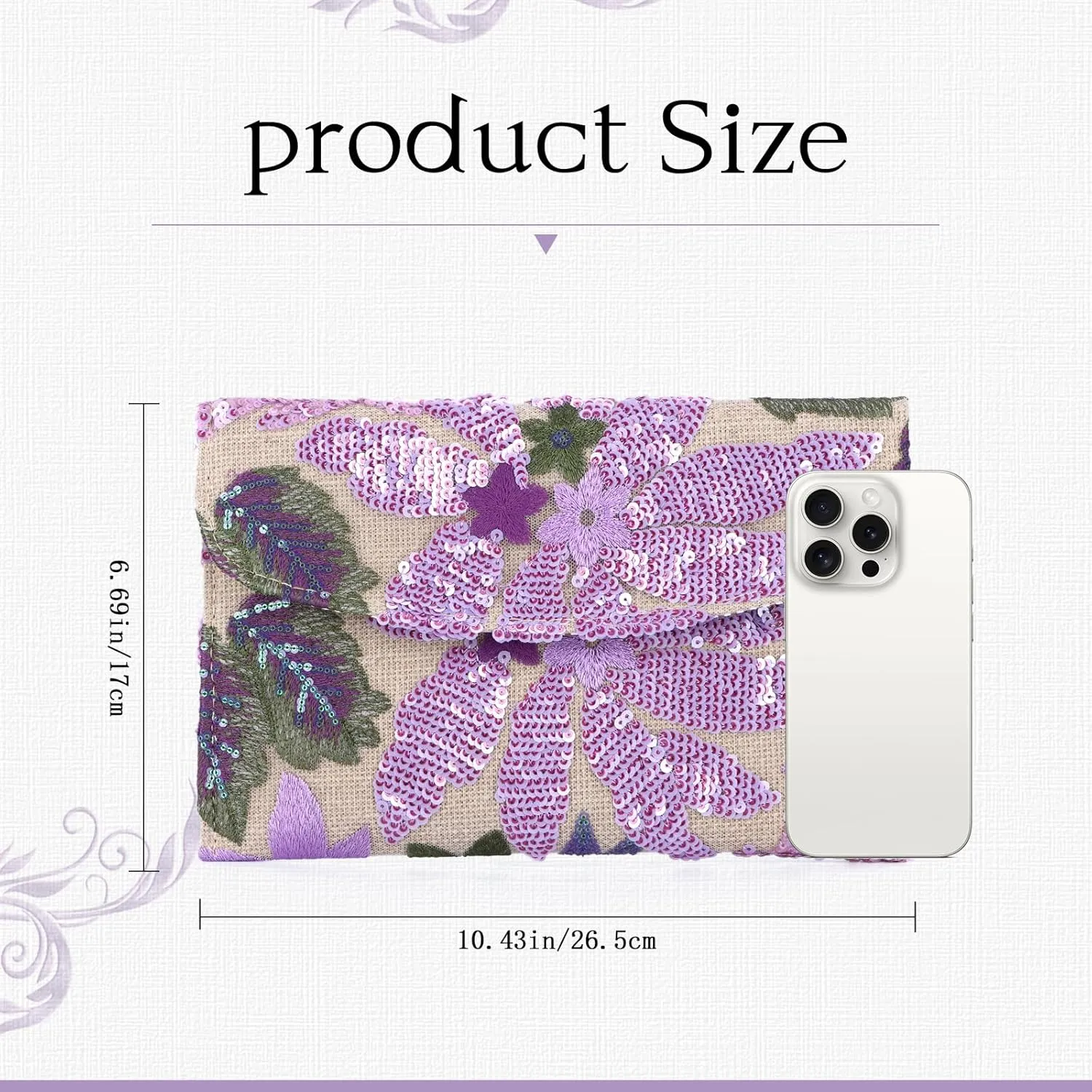 Floral Clutch Purse for Women Boho Envelope Evening Party Purses Summer Embroidery Beaded Handbags